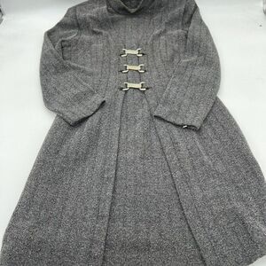 Farouche by Lori Weidner Vintage Gray Dress built in cardigan sz 8 metal accents